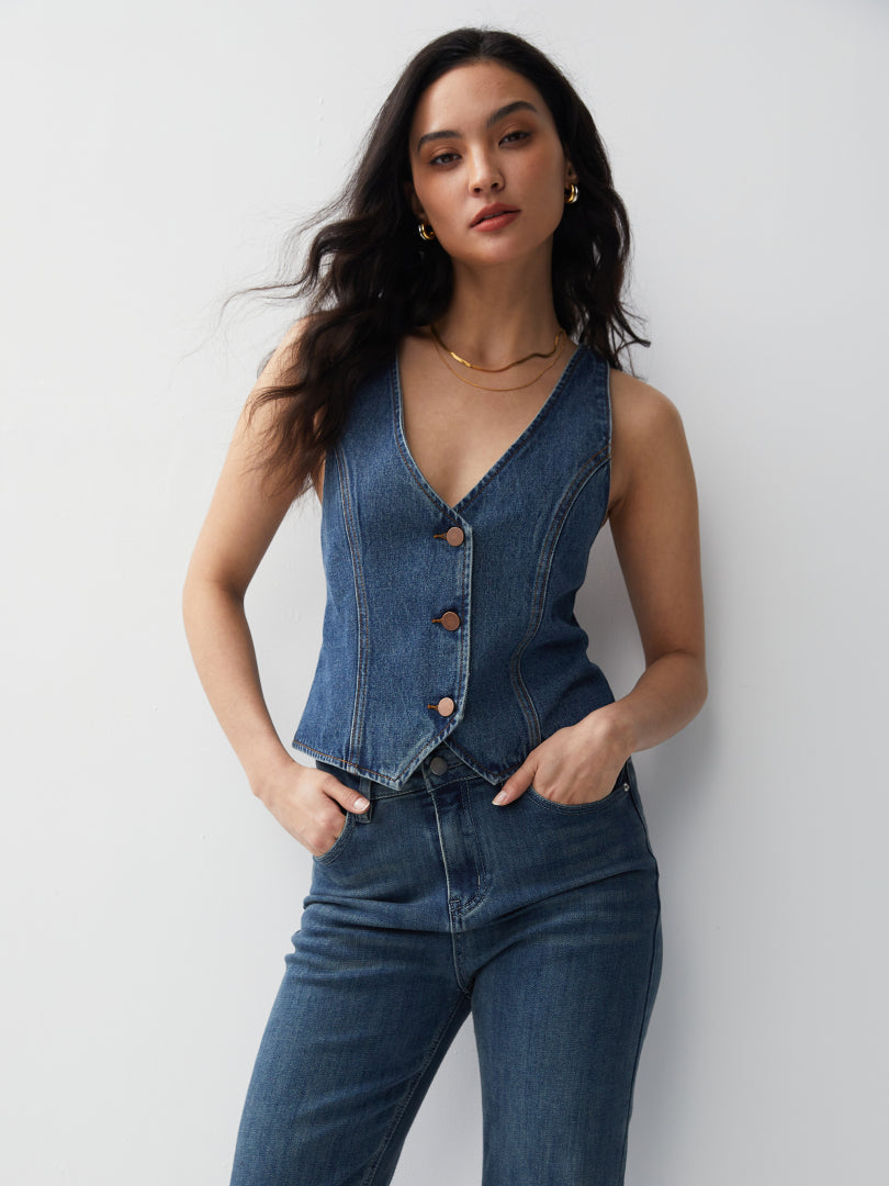 Patchwork Denim Waistcoat 118085