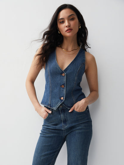 Patchwork Denim Waistcoat 118085