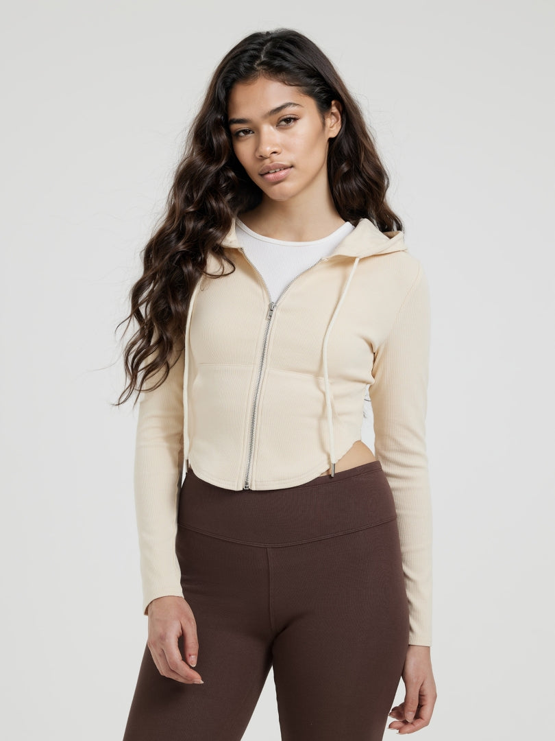 Ribbed Hooded Sweatshirt 117420