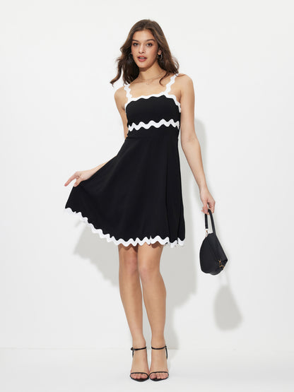 Contrast Stitch A-Line Dress 1265692