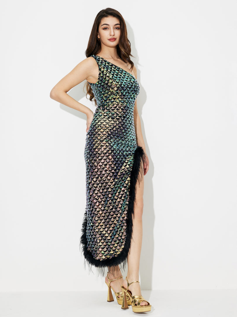 Sequinned Fringed Bodycon Dress  120853
