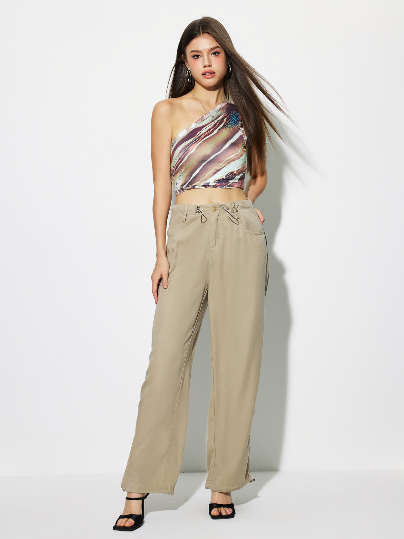 Gathered Straight Leg Jeans 1274552