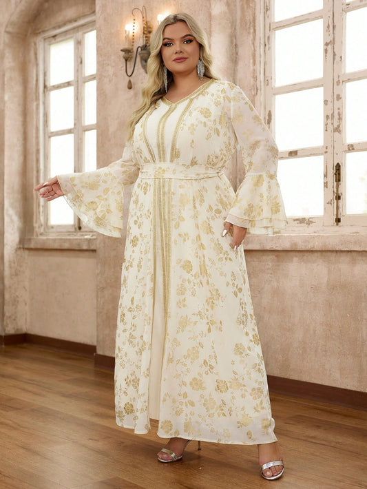 Plus Size Color Block Arabian Dresses 1287492