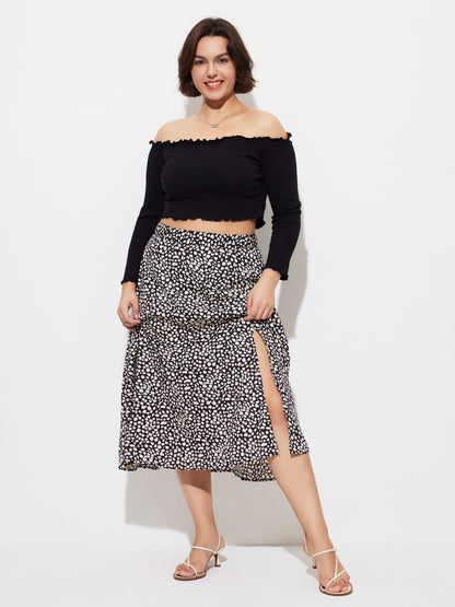 Plus Size Slit A-Line Skirt 1277932