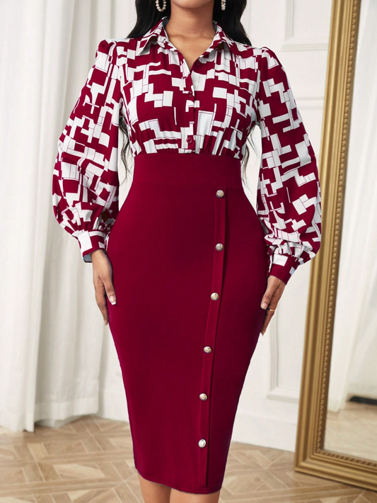 Buttoned Shirt Dress 1293812