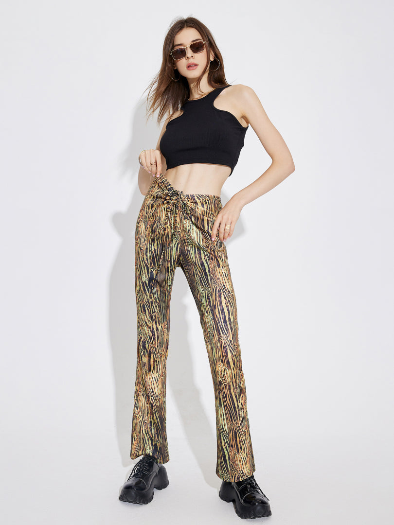Lace Up Wide Leg Pants 77247