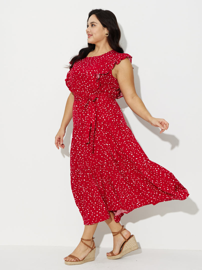 Plus Size Ruffle A-Line Dress 121189