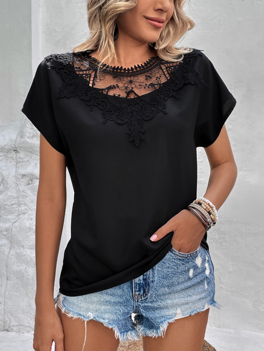 Lace-trimmed Pullover Blouse 1293492