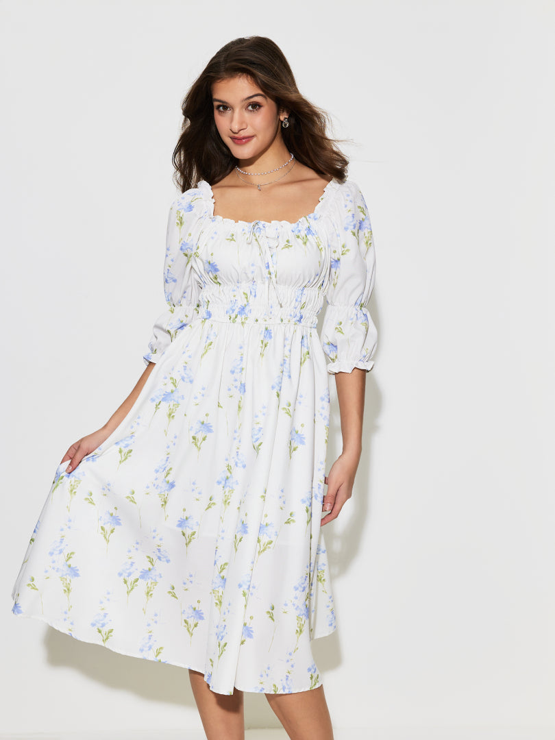 Lace Up A-Line Dress 1296432