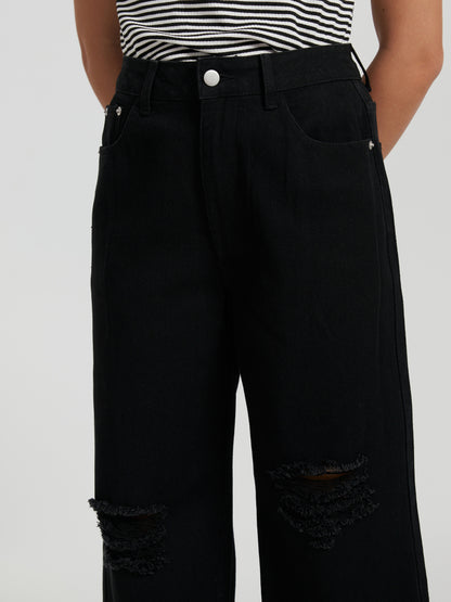 Ripped Straight Leg Jeans 112445