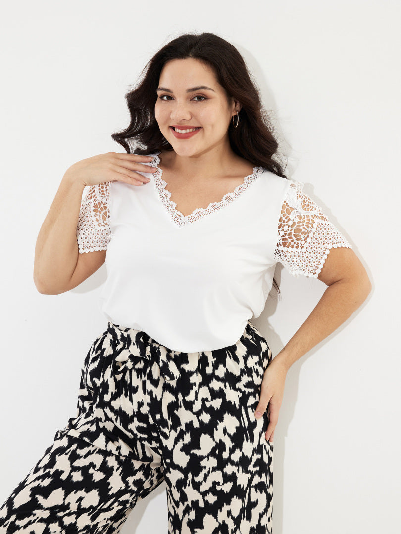 Plus Size Patchwork Plus Size Tops 1247002