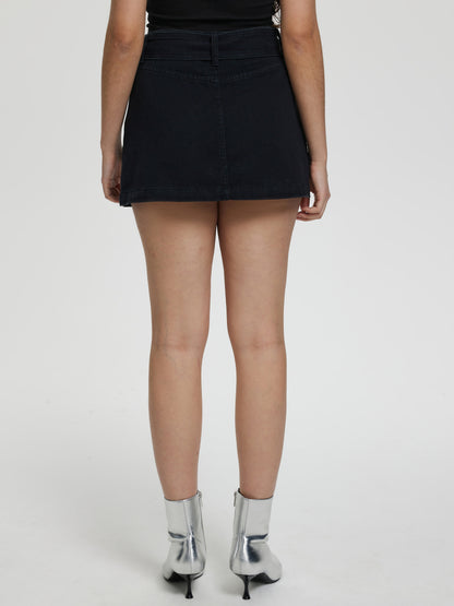 Belted Mini Denim Skirt 116715