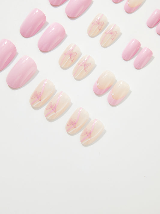 Butterfly Pattern French Medium Press On Nails 1235692