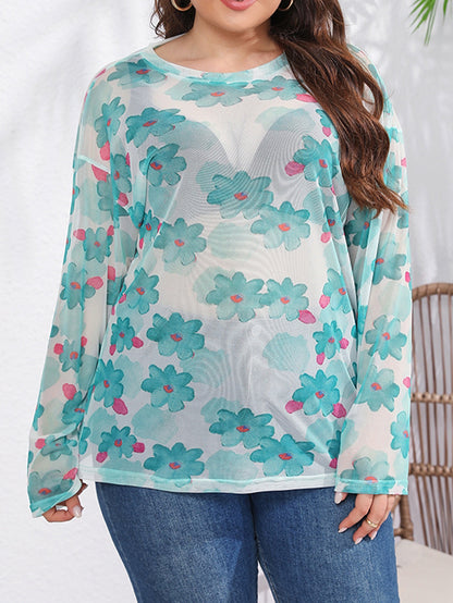 Plus Size Sheer Pullover T-Shirt 1258142