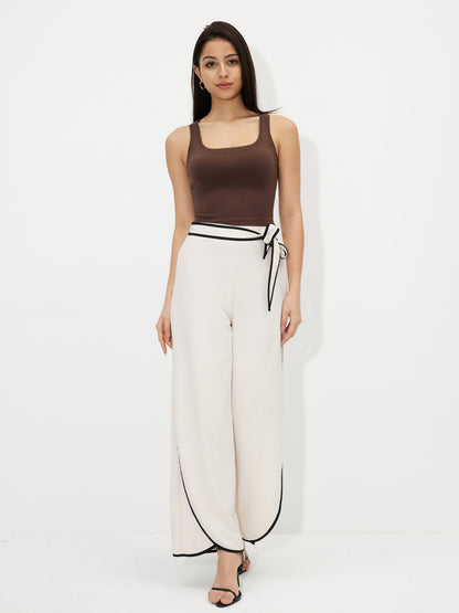 Wide Leg Belted Trousers 120641