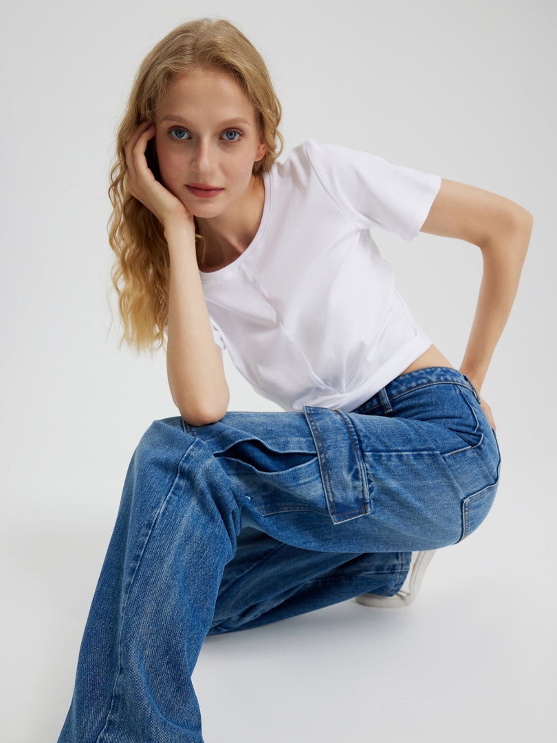 Mid-waist Cargo Jeans 110546