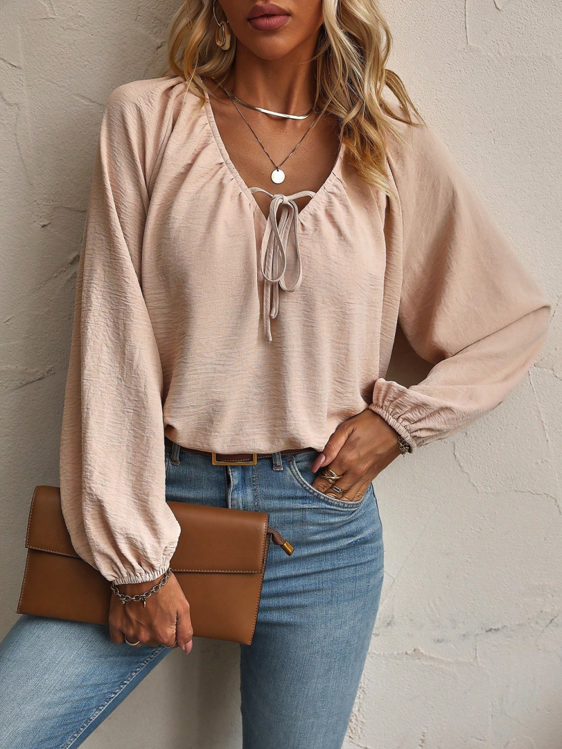 Tied Pullover Blouse 1293702