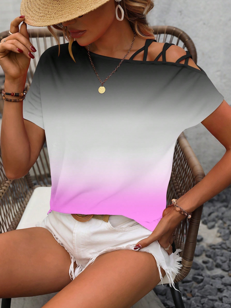 Color Block Placket T-Shirt 1293832