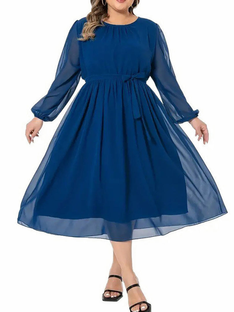 Plus Size Belted A-Line Dress 1251662