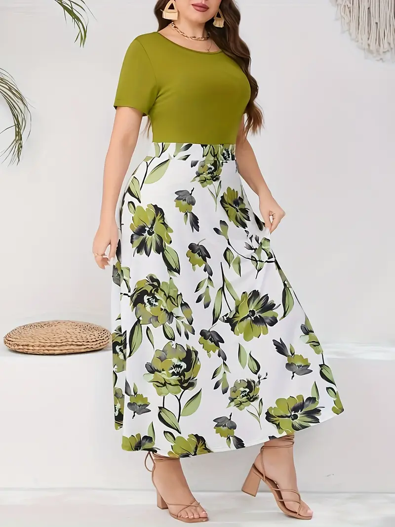 Plus Size Printed A-Line Dress 1233472