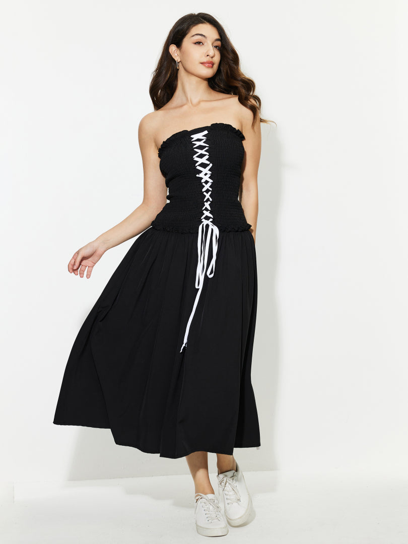 Lace Up A-Line Dress 1242502