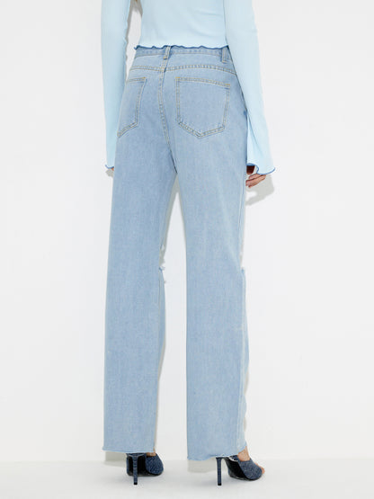 Ripped Straight Leg Jeans 118462
