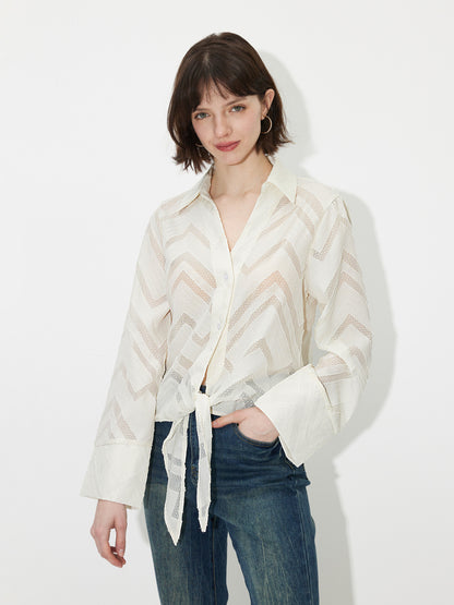 Chevron Waist Tie-Up Shirt 121506