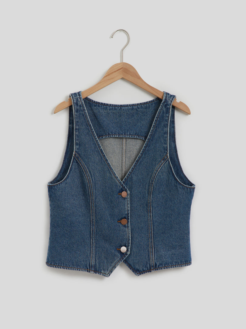 Patchwork Denim Waistcoat 118085