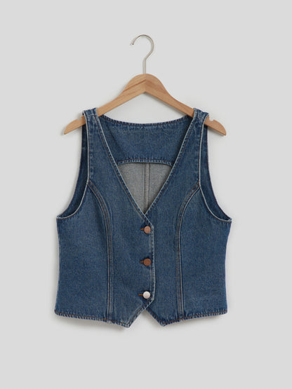 Patchwork Denim Waistcoat 118085