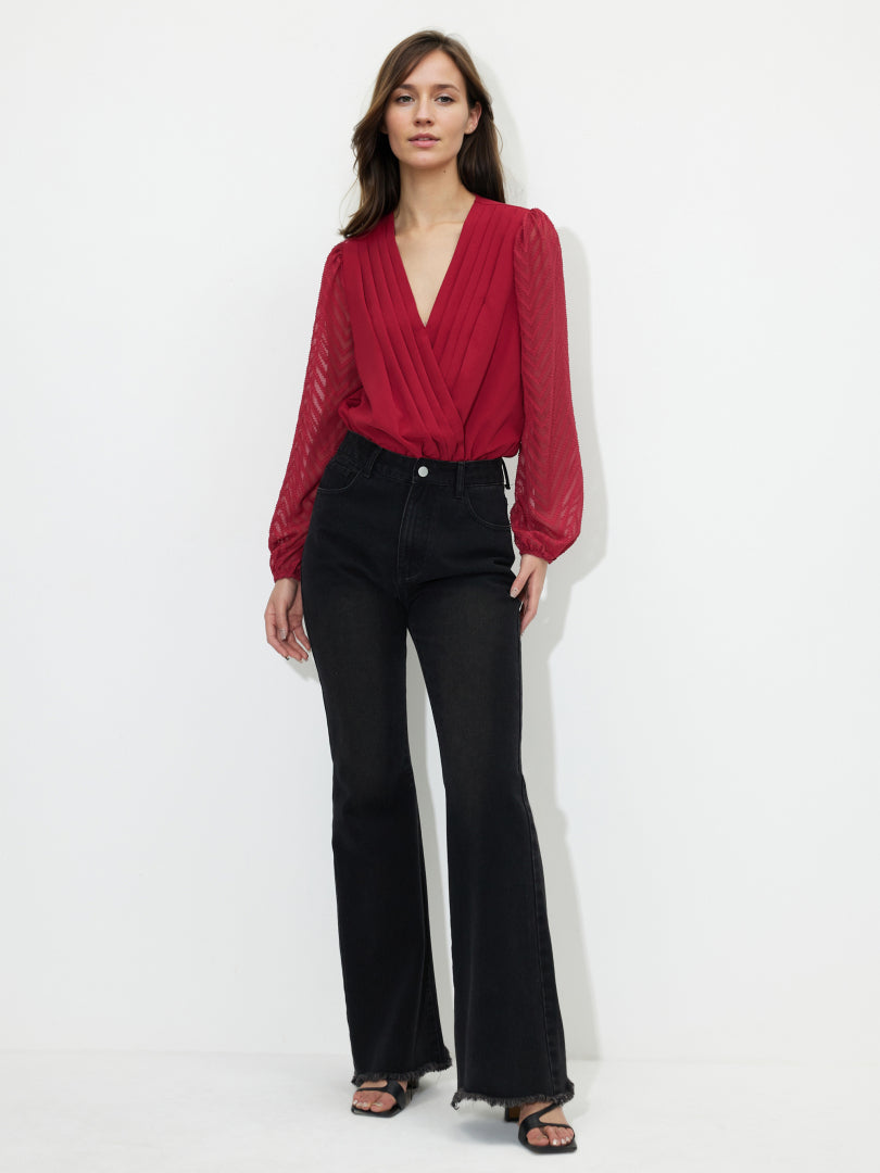 Pleated Wrap Bodysuit 121050