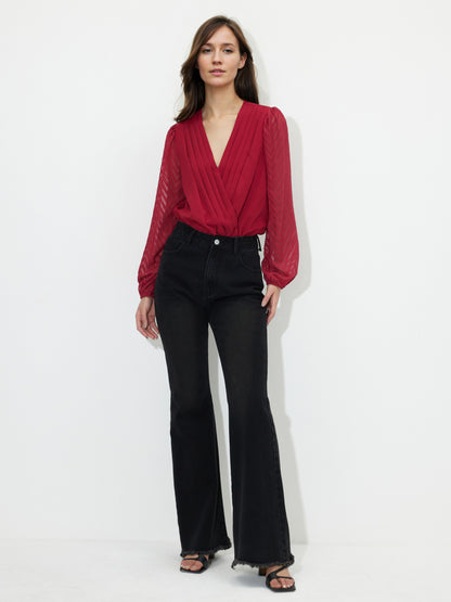 Pleated Wrap Bodysuit 121050