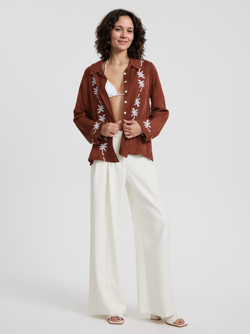 Embroidered Placket Blouse 114578