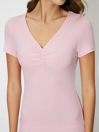 Ribbed Gathered A-Line Dress 120549