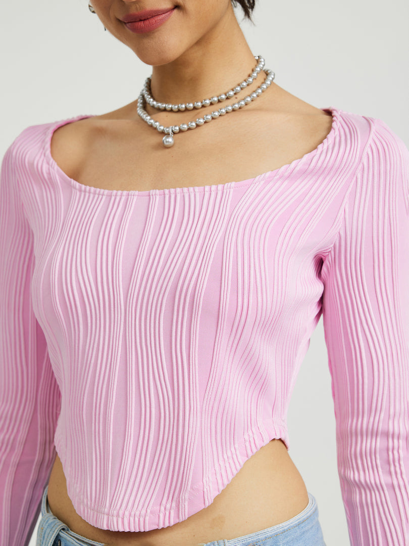 Textured Fitted Crop Top 116632