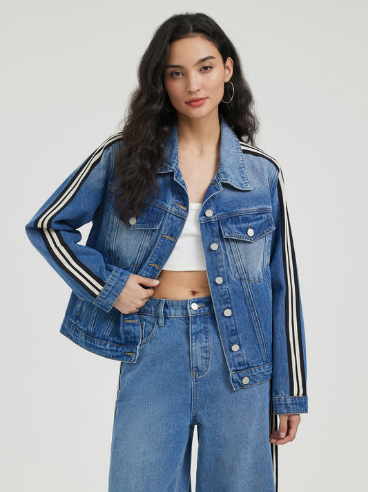 Side Striped Denim Jacket 116765