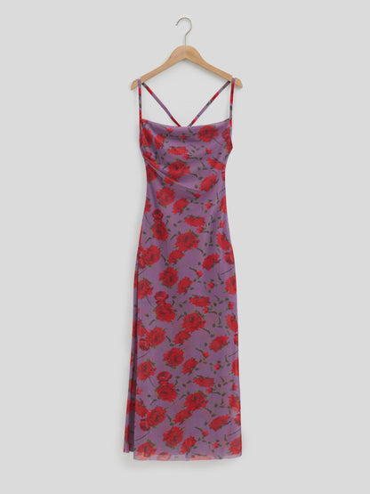 Long Gathered Sheer Cami Dress 110834