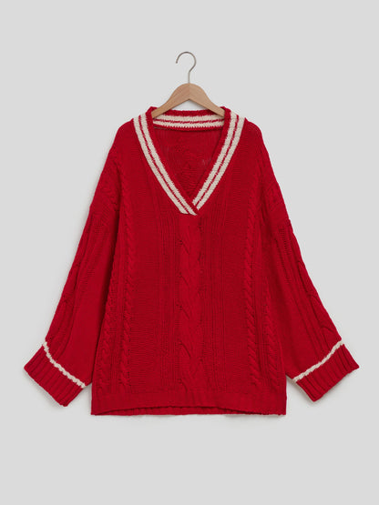 Contrast Stitch Knit Pullover 116238