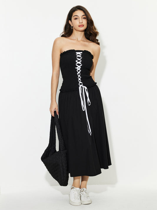 Lace Up A-Line Dress 1242502