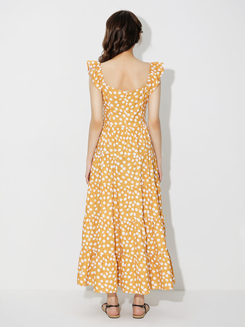 Polka Dot Printed Tiered Dress 120265