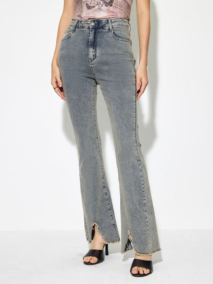 Raw Hem Flare Leg Jeans 1268992
