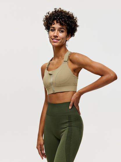 Zippered Criss Cross Back Sports Bra 106507
