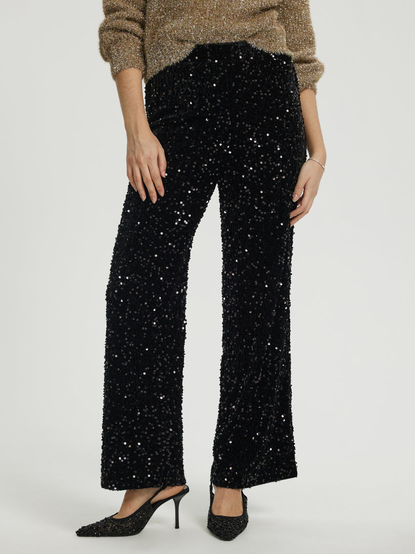 Sequinned Straight Leg Pants 115562