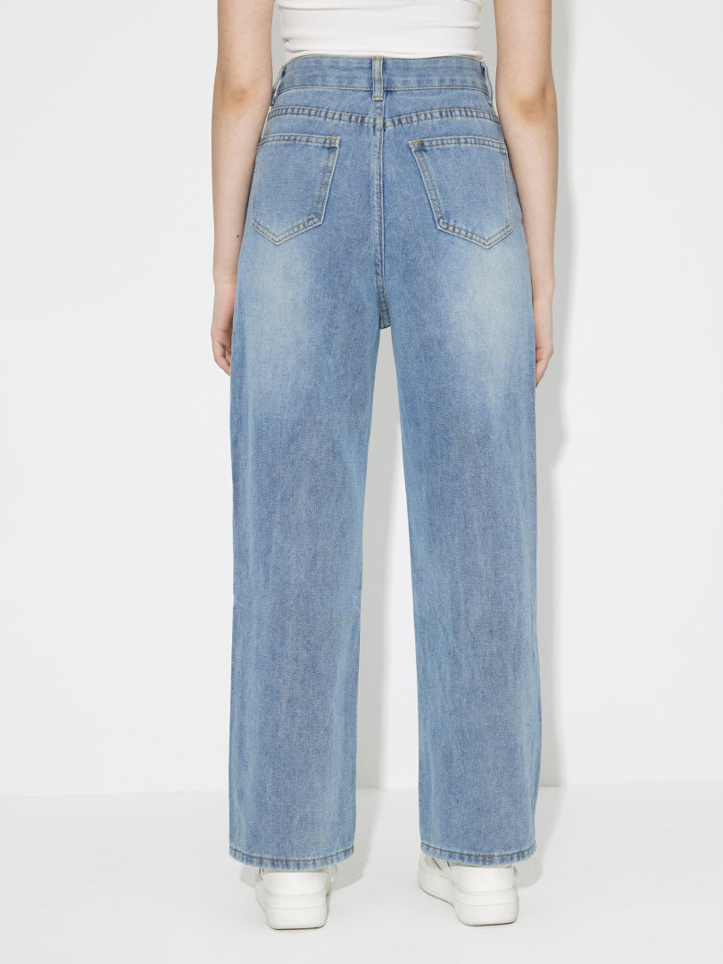Ripped Straight Leg Jeans 120195