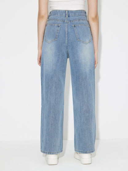 Ripped Straight Leg Jeans 120195
