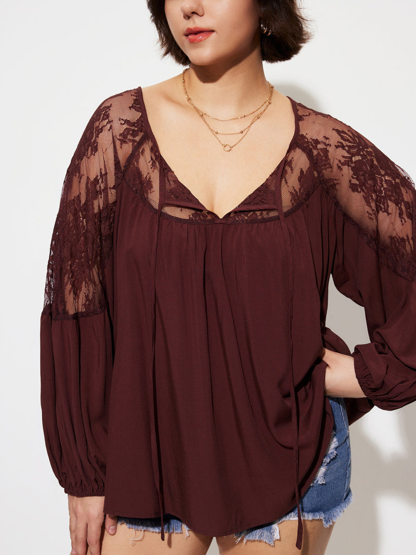 Plus Size Patchwork Plus Size Tops 1281642
