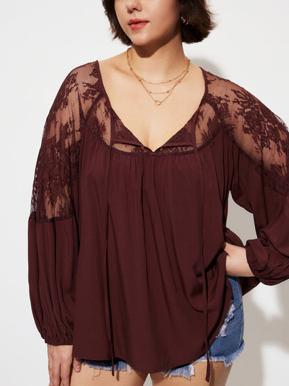 Plus Size Patchwork Plus Size Tops 1281642