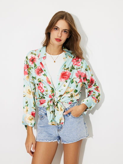 Printed Placket Blouse 117812