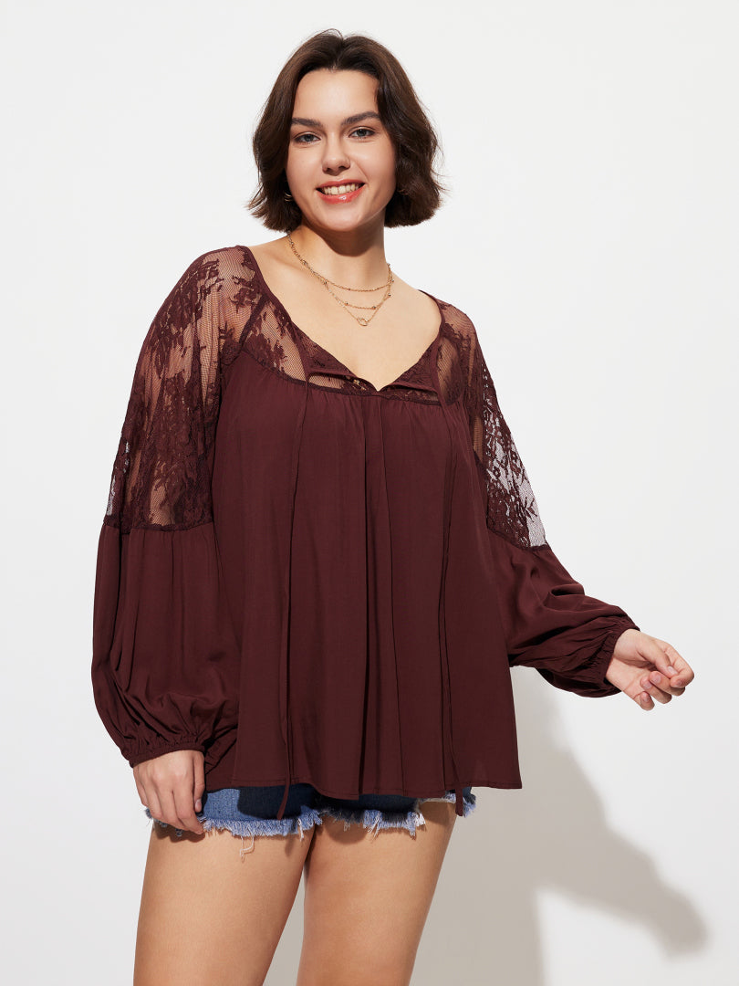 Plus Size Patchwork Plus Size Tops 1281642