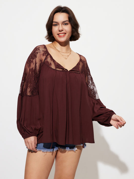 Plus Size Patchwork Plus Size Tops 1281642
