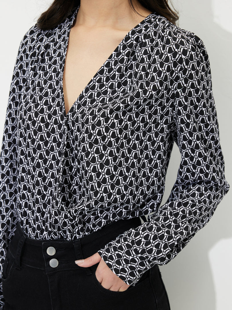 Printed Wrap Bodysuit 121049